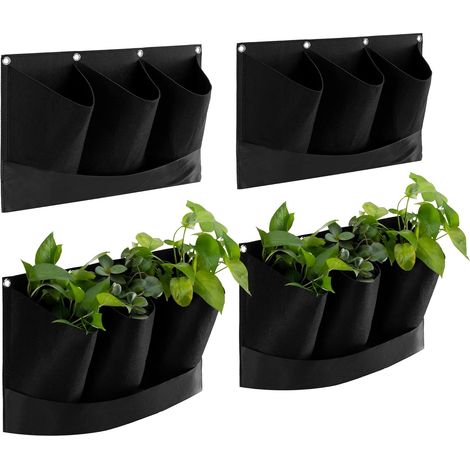 4X Jardinière suspendues – Set Pots de Fleurs en Feutre Waterproof 12 Poches – pour intérieur Balcon Patio terrasse Porche (1/5)