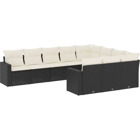 Maison Exclusive - 10-tlg. Garten-Sofagarnitur mit Kissen Schwarz