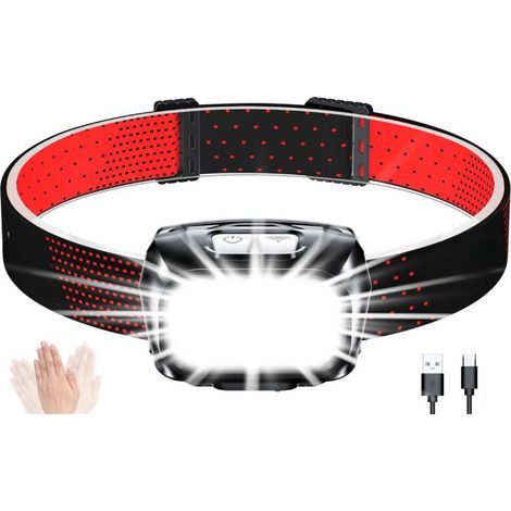 Lampada frontale ricaricabile da 2000 lm, super luminosa, con 8 modalità, sensore di movimento, impermeabile IPX5, leggera, ideale per il campeggio. (1/5)