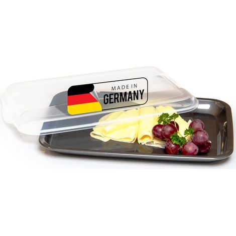 Boîte à charcuterie Novaliv Anthracite avec couvercle transparent, boîtes de conservation pour saucisses et fromages, dimensions 25 x 17 x 3 cm