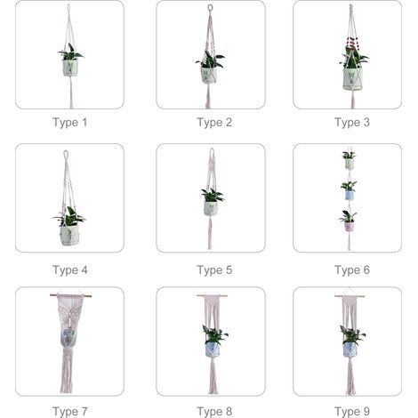 Support pour plantes en macramé, porte-pot de fleurs décoratif, panier suspendu en corde de coton pour intérieur et extérieur, décoration intérieure