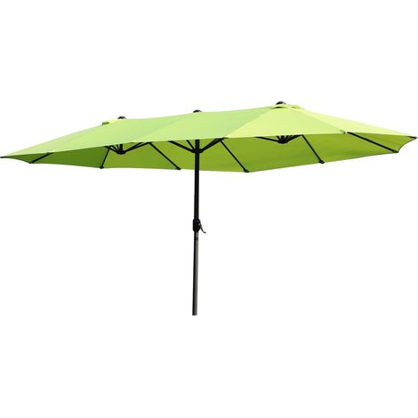 Sonnenschirm Gartenschirm Marktschirm Doppelsonnenschirm Terrassenschirm Mit Handkurbel Grün Oval 460 X 270 X 240 Cm