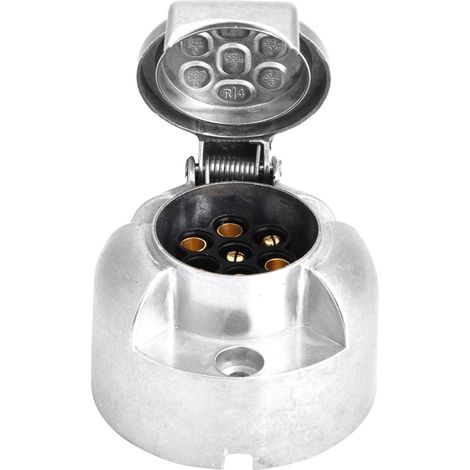 Adaptateur connecteur prise remorque 7 broches métallique pour caravane attelage remorquage 12V (1/5)