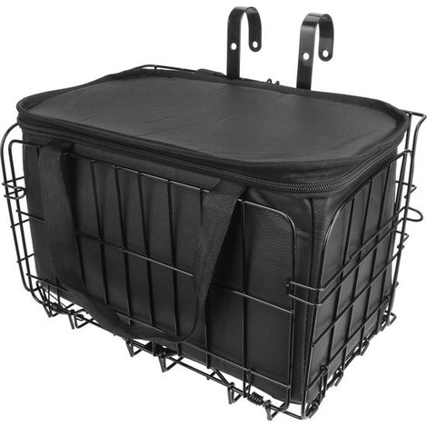 Cesta para bicicleta，Cesta delantera plegable，Robusta y duradera，Equipada con sistema de liberación rápida，Capacidad de carga 25 kg，Negra (1/5)