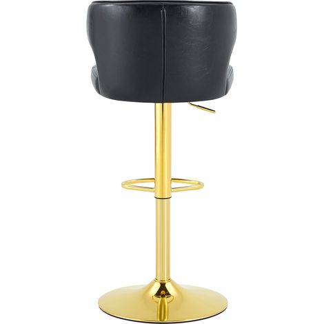Lot de 2 tabourets de bar ergonomiques réglables en hauteur avec dossier, pivotants à 360°, base large en métal chromé, pour cuisine et bar (1/5)