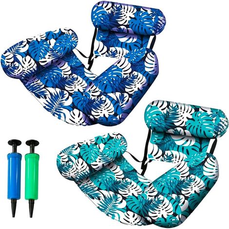 2X Bouée Piscine Gonflable Adultes,Matelas Piscine Gonflable Dossier Inclinable,Fauteuil Gonflable de Bouée,Fauteuils Flottants Confortables,Idéal Été,Fêtes,Plage,Vacances,2 Pompes à Air Incluse (1/5)