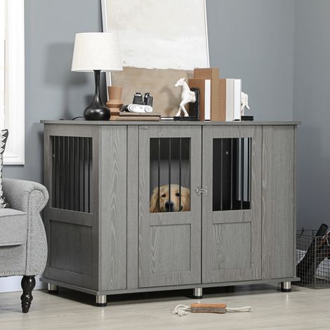 Hundekäfig Hundebox, 2 Türen, inkl. Verriegelung,114 cm x 60 cm x 82 cm, Grau