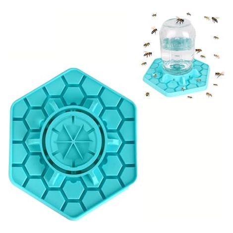 Abreuvoir pour abeilles, 1 mangeoire en silicone, compatible avec les bocaux Mason standard et à large ouverture (bleu) (1/5)