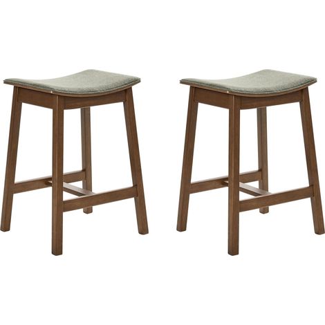 Set mit 2 Barhockern DIXON Holz Dunkelbraun / Grün