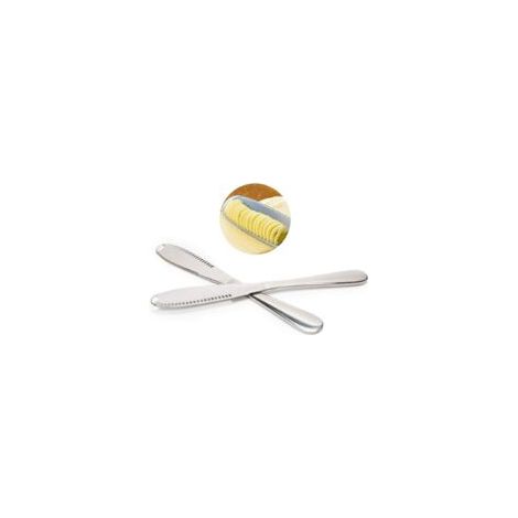 Coltello da burro con arricciatore in acciaio inox e applicatore di burro versatile con bordi seghettati e scanalature per tagliare verdure, frutta e formaggio, 2 pezzi - Fei Yu - Crezuo (1/4)
