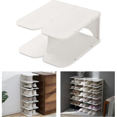 HONORNIC - Étagère à chaussures réglable, range-chaussures empilable, gain de place, lot de 2
