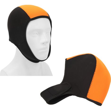 Cagoule thermique pour combinaison de plongée, protection solaire UV, séchage rapide, pour hommes et femmes, noir et orange. (1/5)
