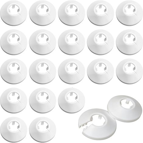 Cache Tuyau Radiateur - 20 Pièces - Plastique PP - Diamètre 16 mm - Pour Chauffage et Plomberie - Blanc (1/5)