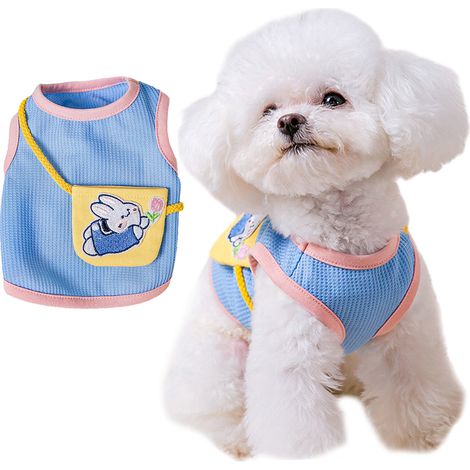 1 T-shirt pour chien et chat, motif lapin, coton gaufré respirant, taille S/M/L/XL, vêtement d'été léger et doux (1/5)