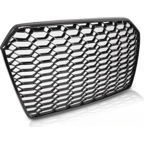 Grille Calandre en ABS Audi A6 C7 de 2014 a 2018 Look Sport Noir Brillant + PDC-41427433