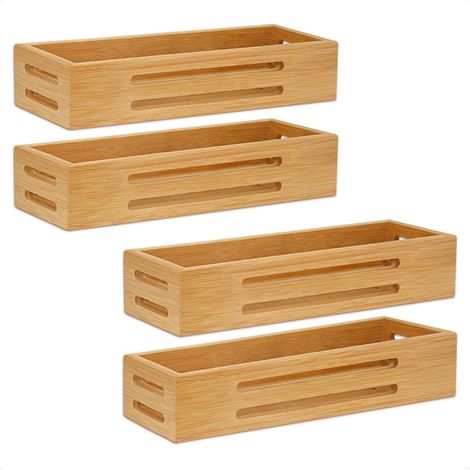 Rangement Epices Cuisine Bambou Sans Perçage, Lot de 4 Etagere a Epices Murale, Étagères à épices Auto-adhésifs pour Portes d'armoires de Cuisine de Réfrigérateur, Auto-adhésifs ou Percer (1/5)