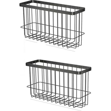 2 pièces Armoires de Cuisine Porte Bote de Rangement,Adhésive Bote de Rangement Murale,Armoire/Salle de Bains/Réfrigérateur Bote D'organisation pour Articles Divers(Noir), Fer, 25.5157.5cm (1/5)