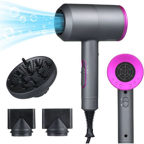 Ionen-Haartrockner, ausgestattet mit 3 Düsen, einem Diffusor, 3 Temperatureinstellungen und 2 Gebläsestufen, Heiß- und Kaltluft-Haartrockner, tragbares Haarstyling-Gerät.