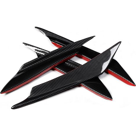 Spoiler de pare-chocs avant universel en fibre de carbone, style 4 pièces, avec ailerons déflecteurs d'air (1/5)