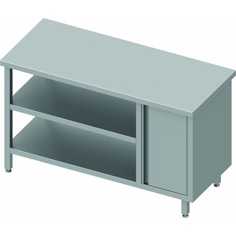 Table Inox Avec Porte & 2 Etagères à Gauche - Profondeur 600 - Stalgast