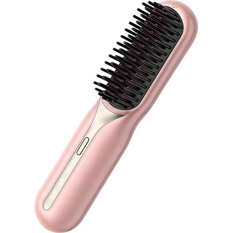 Brosse À Lisser Cheveux - Outils De Coiffure À Chauffage Rapide Avec Protection Anti-Brûlures,Lisseur à Cheveux Rechargeable pour la Maison, l'Extérieur, les Voyages et les Matinées Pressées (1/5)