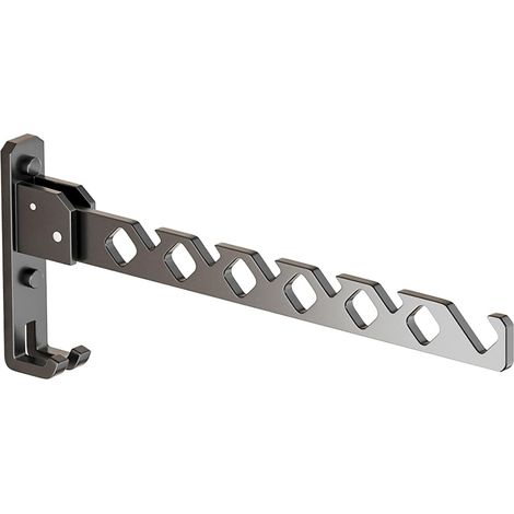 Cintre pliable en aluminium, crochet mural pour vêtements, idéal balcon, salle de bain, couloir (noir). (1/5)