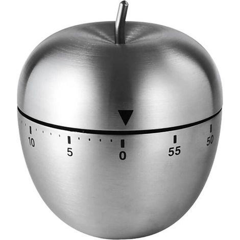 Horloge Minuteur de cuisine en acier inoxydable, outil pédagogique de gestion du temps Pomme, minuteur numérique, compte à rebours (1/5)