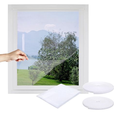 Moustiquaire Fenêtre Scratch 1pcs, 150×180cm Moustiquaire Découpable Universelle en Maille Fine Anti-Moustique avec Bande Adhésive crochet + boucle (1/5)