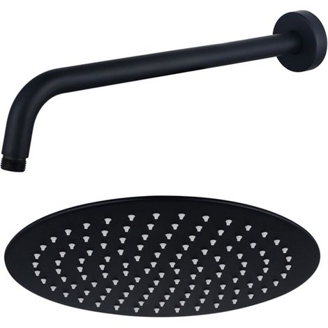 FugaFlow Eccelente Accessoire Douche de tête - 30cm - rond - bras mural 35cm - noir mat