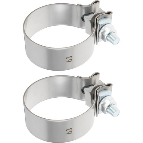 2 Colliers de Serrage pour Tuyau D'échappement en Acier Inoxydable de 63 Mm Boulon M10 Réglable de 65 à 69 Mm Adaptés Aux Tuyaux (1/5)