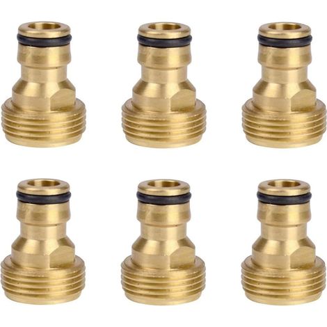 Set di 6 connettori universali per rubinetto miscelatore, adattatore rapido per tubo da giardino (filettatura maschio, oro) (1/5)