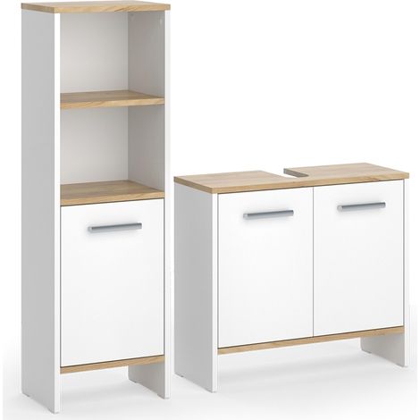 Conjunto de muebles de baño Karli, Roble blanco/dorado, 2 partes, Vicco (1/5)