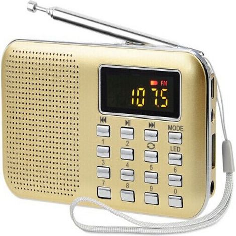 Mini enceinte portable ultra-fine avec carte SIM  Doré + L218. son clair. autonomie longue durée. design pratique et lampe torche LED intégrée pour une écoute en toutes circonstances (1/5)