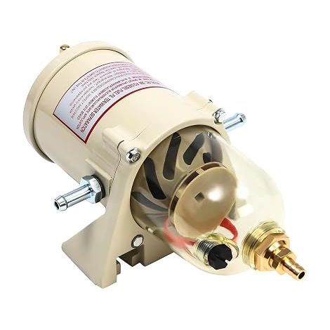 Filtre à Carburant Diesel, Séparateur Eau Carburant 500FG/500FH, Préfiltre Diesel Aluminium 60GPH avec Voyant Transparent, Protection Injection pour Camion Tracteur Bateau Moteur, 30cm (1/5)