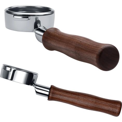 Porte-filtre nu de 58 mm pour machines à expresso Classic Pro, Carezza, Cubika Plus, porte-filtre sans fond avec panier de 18 g, poignée en noyer américain véritable (1/5)