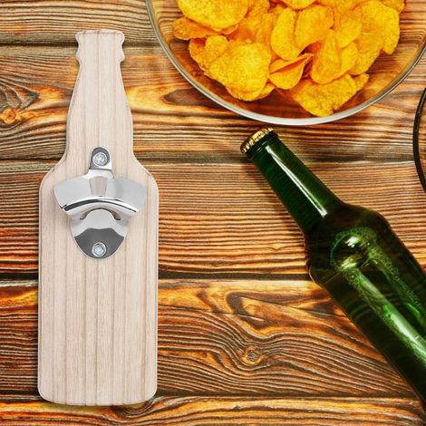 Magnetischer Einhand-Flaschenöffner für den Kühlschrank, Küchenaccessoires, Holzfarbe (1/5)