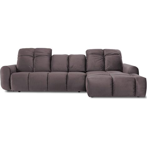Canapé angle droit Anacapri en velours gris foncé - 3 places (1/3)