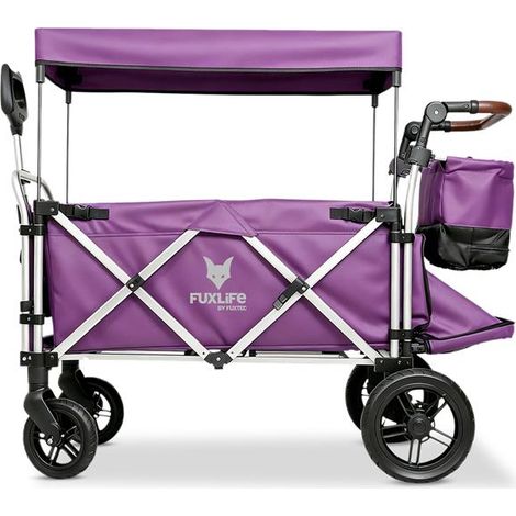 FUXLIFE by FUXTEC FX-CTL950 Morado Carro de Mano Plegable con espacio de carga ampliado, bolsa térmica y toldo parasol Ideal para jardín, camping y actividades al aire libre