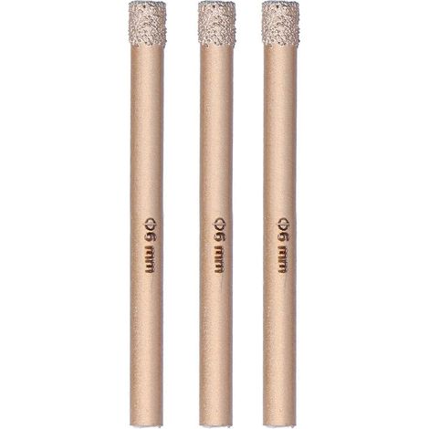 3-teiliges Set Lochöffner 6 mm gelötete Bohrer Schneidwerkzeuge für Glas, Keramik, Marmor und Stein