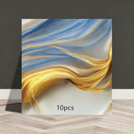 Un juego de 10 paneles de papel pintado autoadhesivos con estampado de mármol (no son azulejos reales, dimensiones: 30 x 30 x 0,2 cm). (1/5)