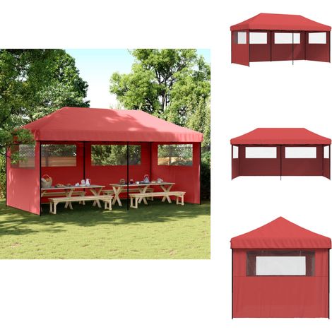Tente de réception pliable escamotable avec 3 parois latérales - Tents Gazebos - Abri Extérieur - Tente De Réception - Chapiteau Pliable - Structure Extérieure (1/5)