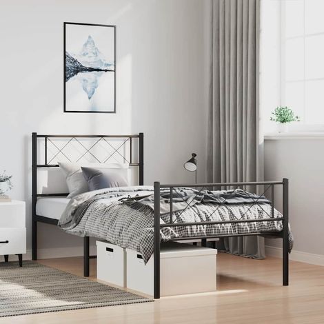 Cadre de lit,Structure de lit,Lit Adulte métal sans matelas avec pied de lit noir 100x190cm 984721 (1/5)
