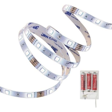 Ruban lumineux LED à piles incluses 1 mètre neutre Blanc (1/4)
