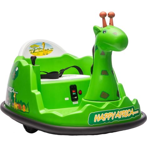 Auto Tamponneuse pour Enfants 2-5 Ans, 6V Voiture Électrique Rotation à 360° avec Lumières LED, Télécommande et Musique, Jouet Antichoc pour Enfants, Charge 30 kg Vert