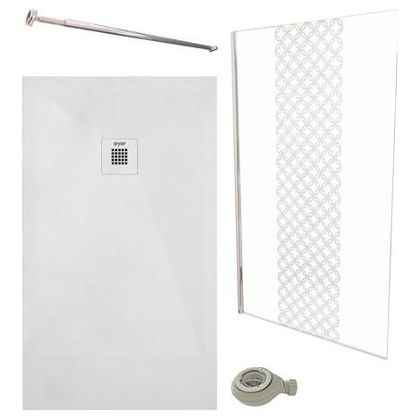 ONDEE ZEN - PACK DOUCHE - Receveur blanc 120X90cm + Paroi en 120cm + barre de fixation (1/3)