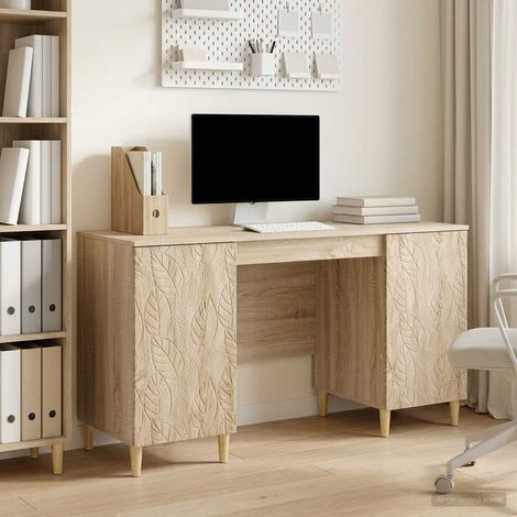 vidaXL Bureau Chêne Sonoma Bois d'ingénierie 142,5 x 50 x 75 cm (1/5)