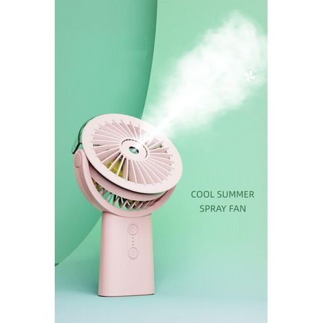 2 en 1 Mini Ventilateur Portable Rechargeable 4000 mAh Silencieux avec Brumisateur 3 Vitesses,Conception Pliable à 90° Ventilateur de pulvérisation pour Bureau,Extérieur,Voyage Vente Flash,rose (1/4)