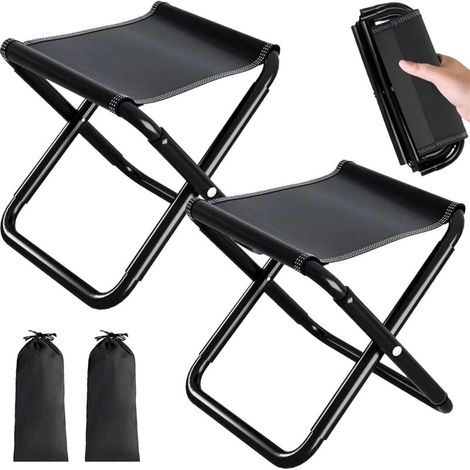 Set mit 2 klappbaren Campinghockern, 30 cm hoch – Robuste Stahlbeine – Atmungsaktiver Sitz aus Oxford-Gewebe – Für Outdoor-Aktivitäten (1/2)