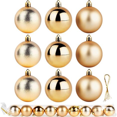 Bolas de navidad irrompibles doradas 6 cm 9 uds