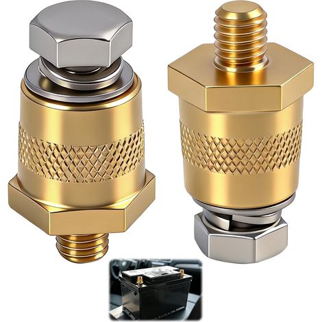 M8-Batteriepol-Adapter-Set aus massivem Messing – robuste Anschlussklemmen mit Edelstahlschrauben und Unterlegscheiben – Austausch und Reparatur von Batterien, Generatoren, LKWs und Booten (1/5)